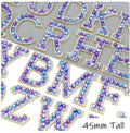 Purple & Blue Pearl Rhinestone Letter Patch Patches Iron on Alphabet Crystal