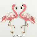 2 Flamingo Embroidered Patches Facing Each Other Iron on Customise It