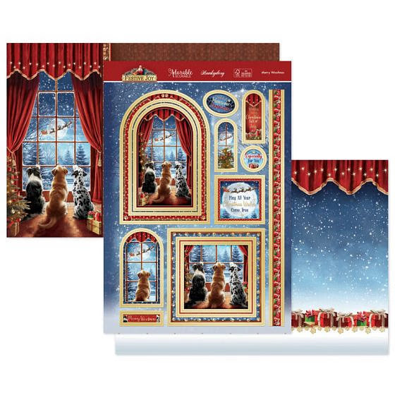 Hunkydory Christmas Card Making Kits Festive Xmas Luxury Topper Set Pack Toppers - Merry Woofmas