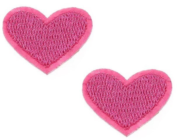 2 Fuchsia Pink Heart Patches Iron On Sew On Hearts Patch Embroidered Badges