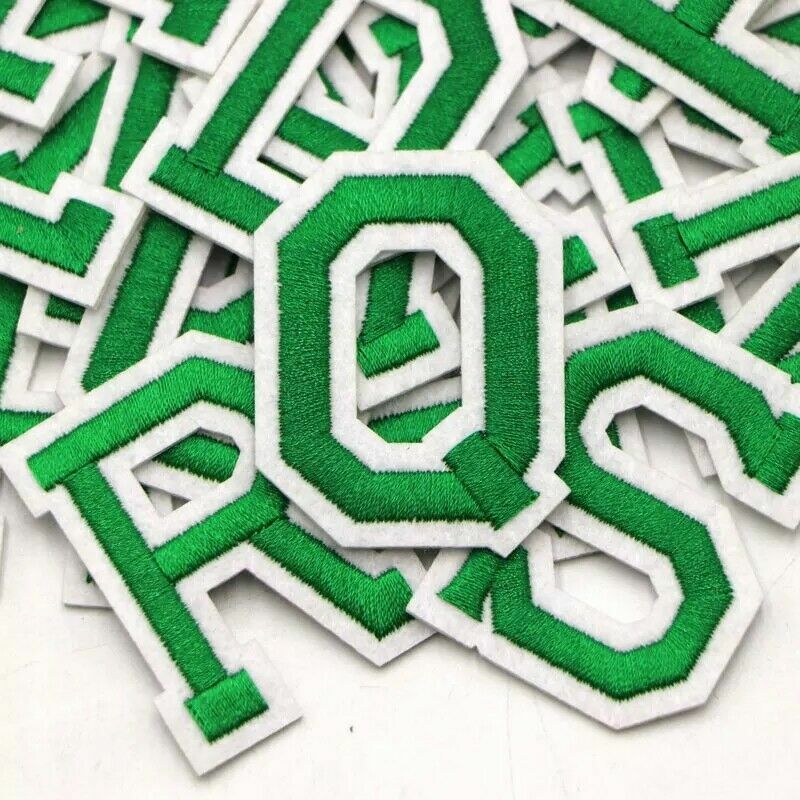 Green Letter Patch Iron or Sew on Alphabet Embroidery Customise Clothing