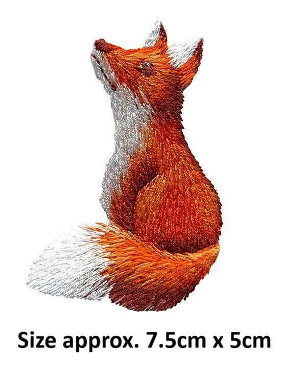 Fox Embroidered Patch Fox Embroidery Patches Iron on / Sew on / Glue on - Left Brown Fox