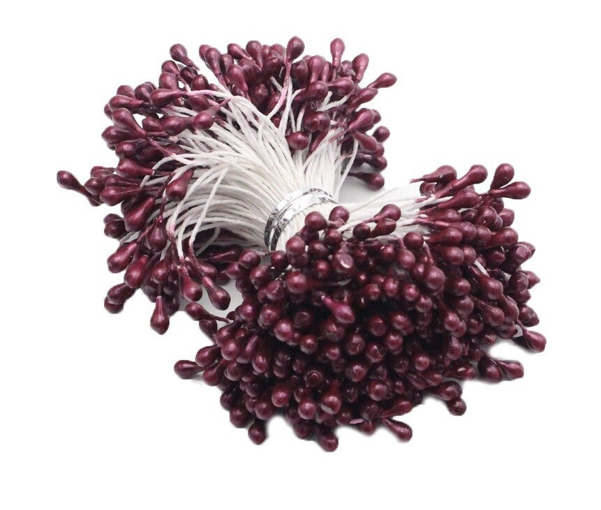Artificial Flower Stamen Double Head Eco Friendly Wedding Floral Craft - 3mm - Brown
