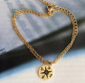 Compass Wanderlust Travel Dainty Cute Bracelet & Gift Bag - Gold