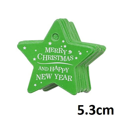 Christmas Gift Name Tags Craft Paper Gift Food Present Price Tag Tree Star - Green Star