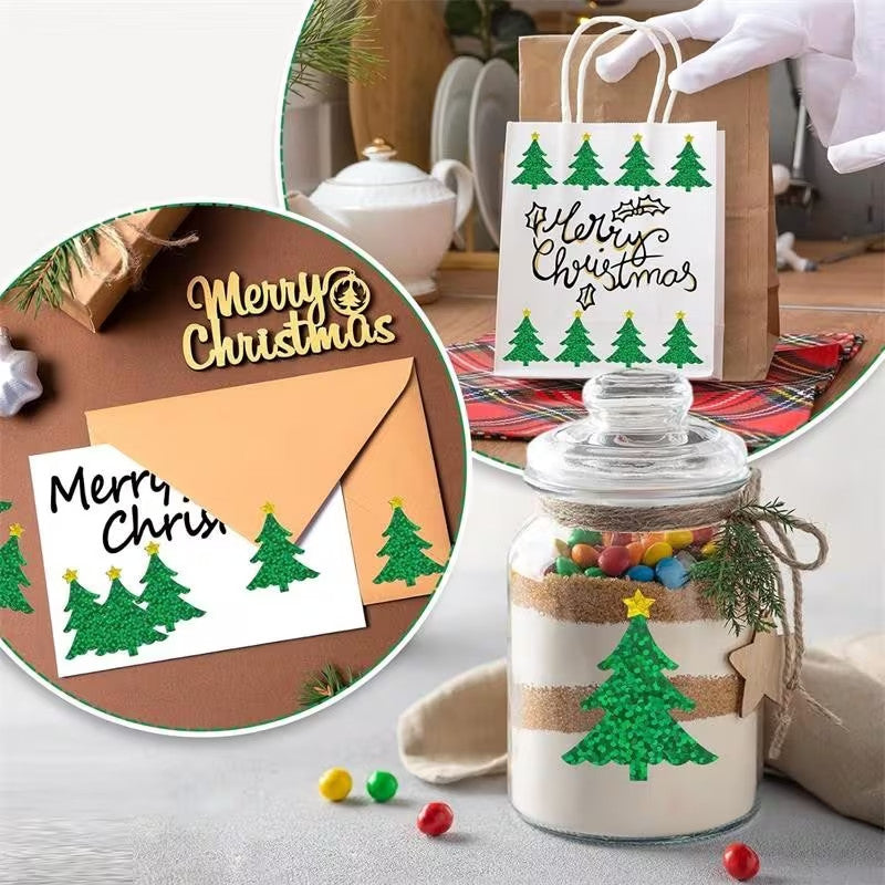 Christmas Stickers Tree Diamond Sparkle Trees Peel & Stick Labels Gift Sticker