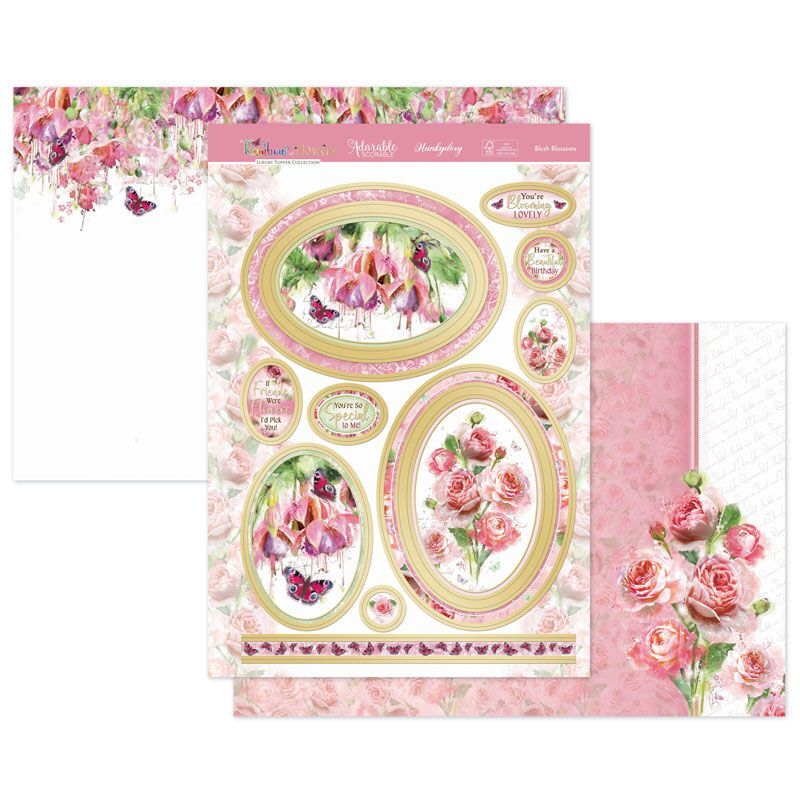 Hunkydory Greeting & Birthday Card Making Kits Luxury Topper Set Pack Toppers - Blush Blooms
