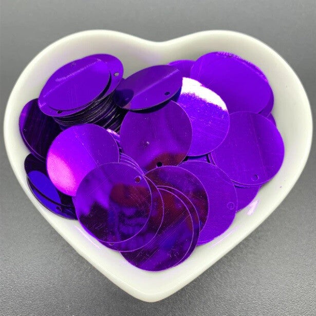 200 x Large Round 20mm Loose Sequin Flat Sewing Trim Costume Craft - 23 COLOURS - Purple