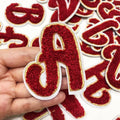 Red & Gold Chenille Patch Letter Patches Iron on Sew on Alphabet Embroidery