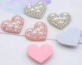 Pearl Rhinestone Heart Patch Applique Hearts Patches Sew on Customise 22x18mm
