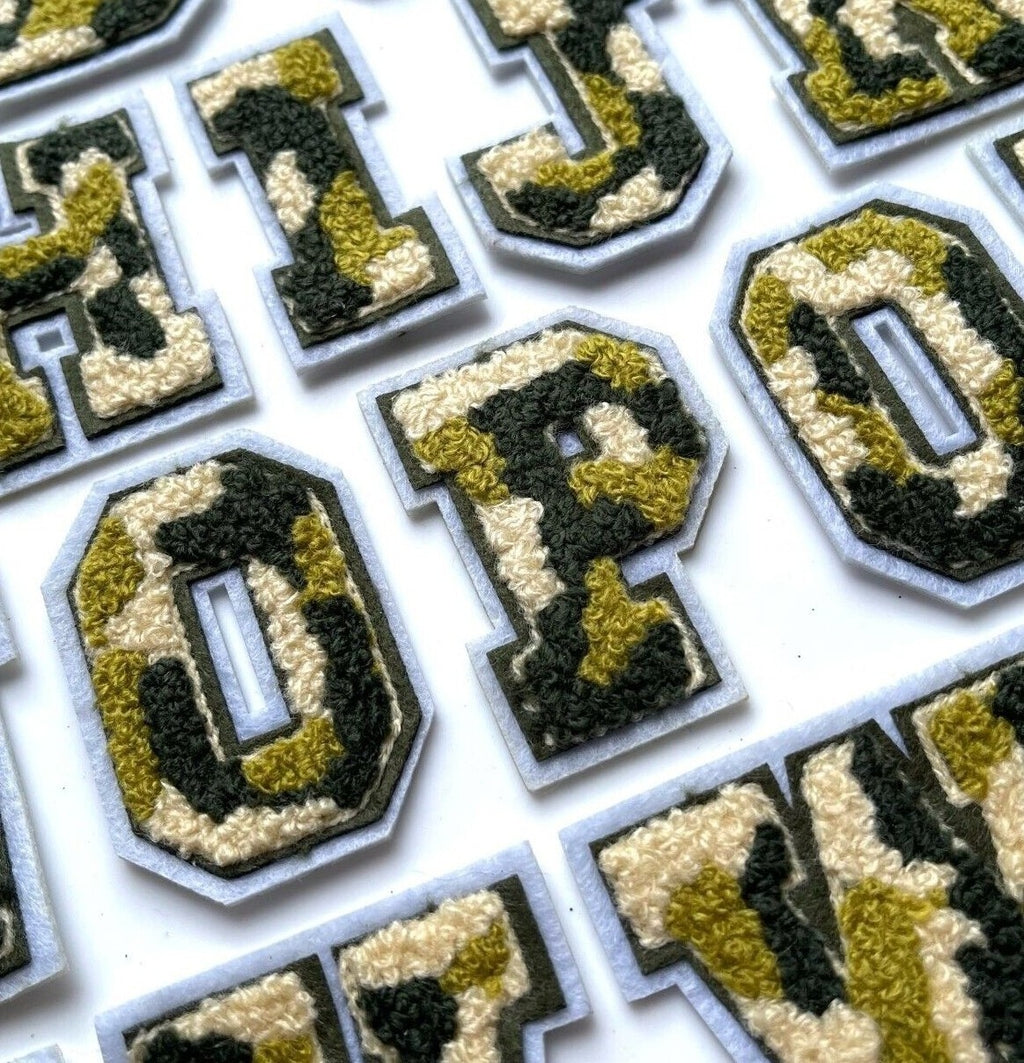 3D Camouflage Chenille Army Varsity Patch Letter Patches Iron or Sew on Alphabet