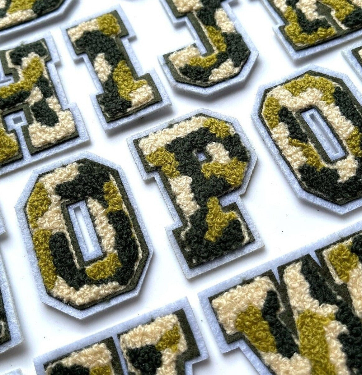 3D Camouflage Chenille Army Varsity Patch Letter Patches Iron or Sew on Alphabet
