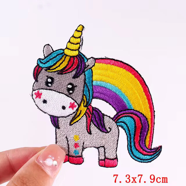 Unicorn Patch Rainbow Embroidered Iron on Sew on Patches Clothing Applique - Rainbow Unicorn