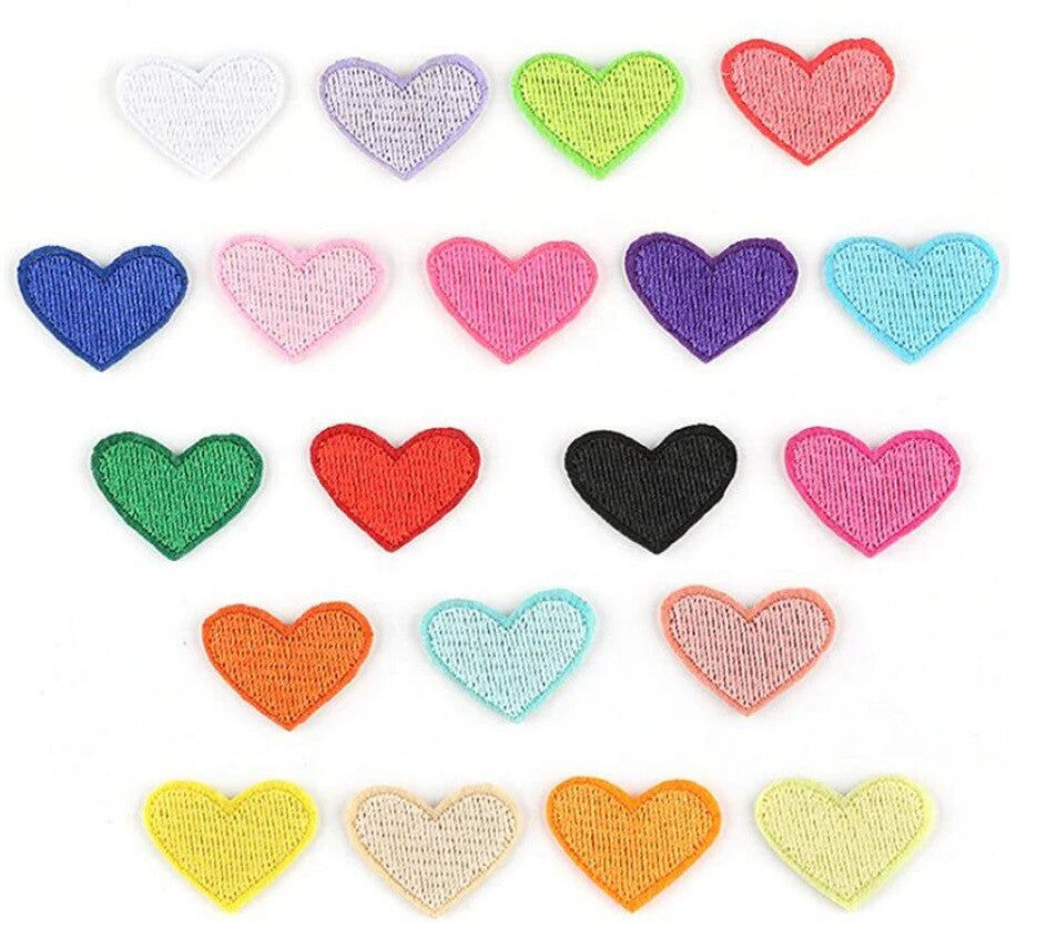Heart Motif Embroidered Hearts Patch Applique Customise Clothing Patches 2x2.5cm