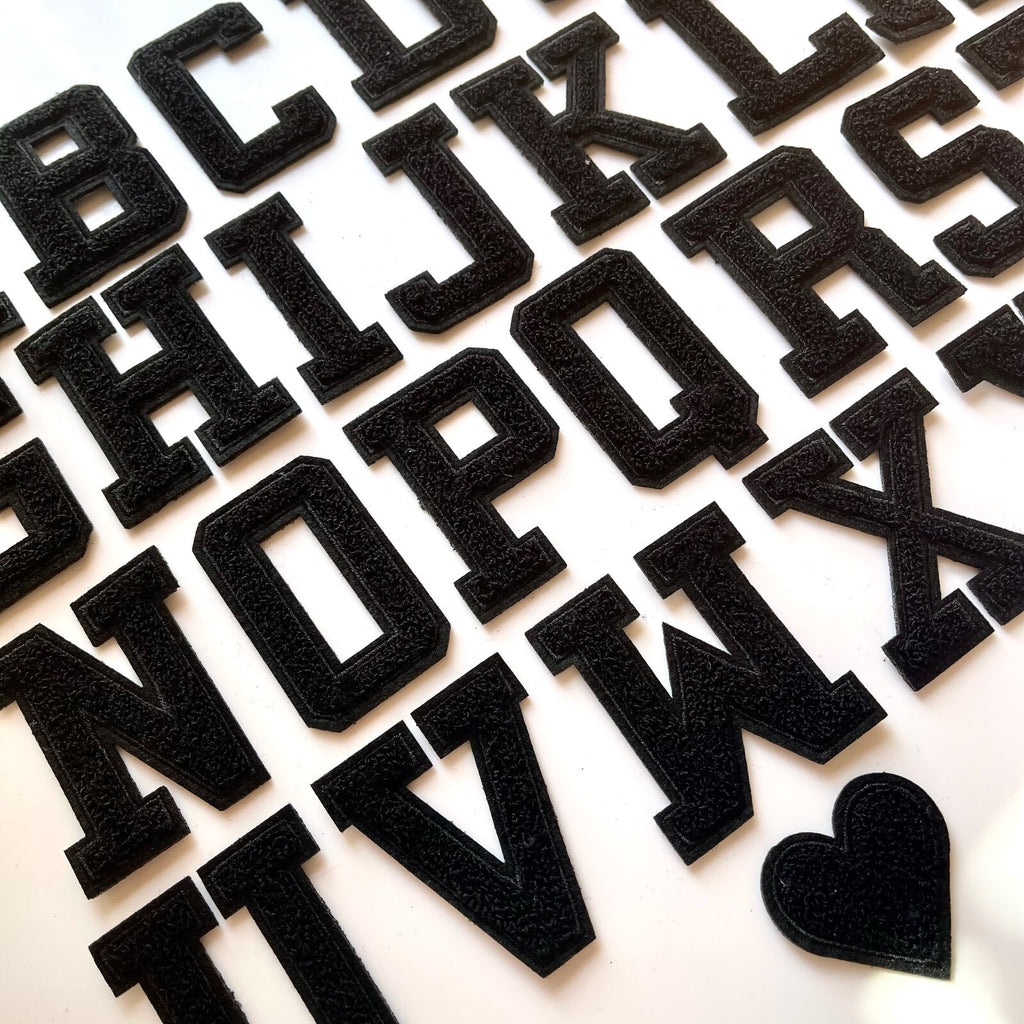 3D Black Varsity Chenille Patch Letter Patches Iron Sew on Alphabet 5cm