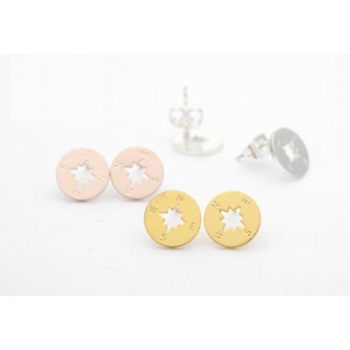 Compass Wanderlust Well Being Stud Earrings Travel Cute Earrings & Gift Box