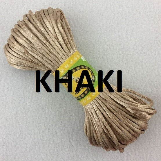 Cord Silky Satin Kumihimo Braiding Rattail Macrame 2mm Thick 5/10/20 Meter - Khaki