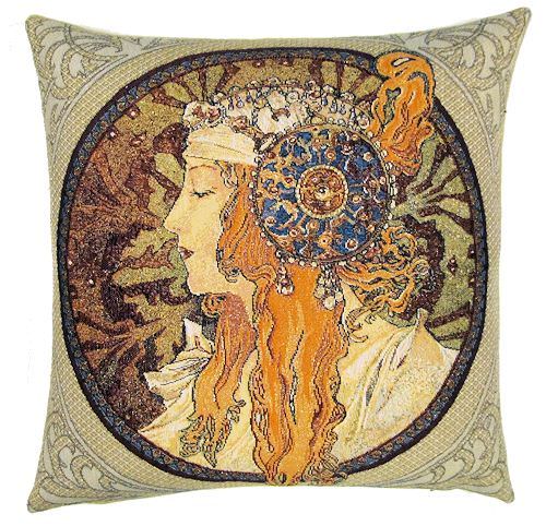 Alphonse Mucha Tapestry Cushion Covers Art Nouveau Design 18" x 18" - Byzantine Blonde