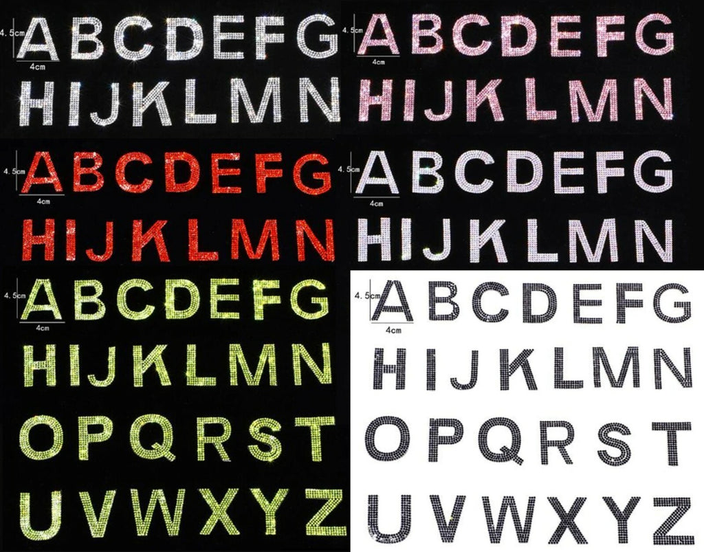 Crystal Sparkle Rhinestone Letter Patch Patches Iron on Alphabet Hotfix Gems