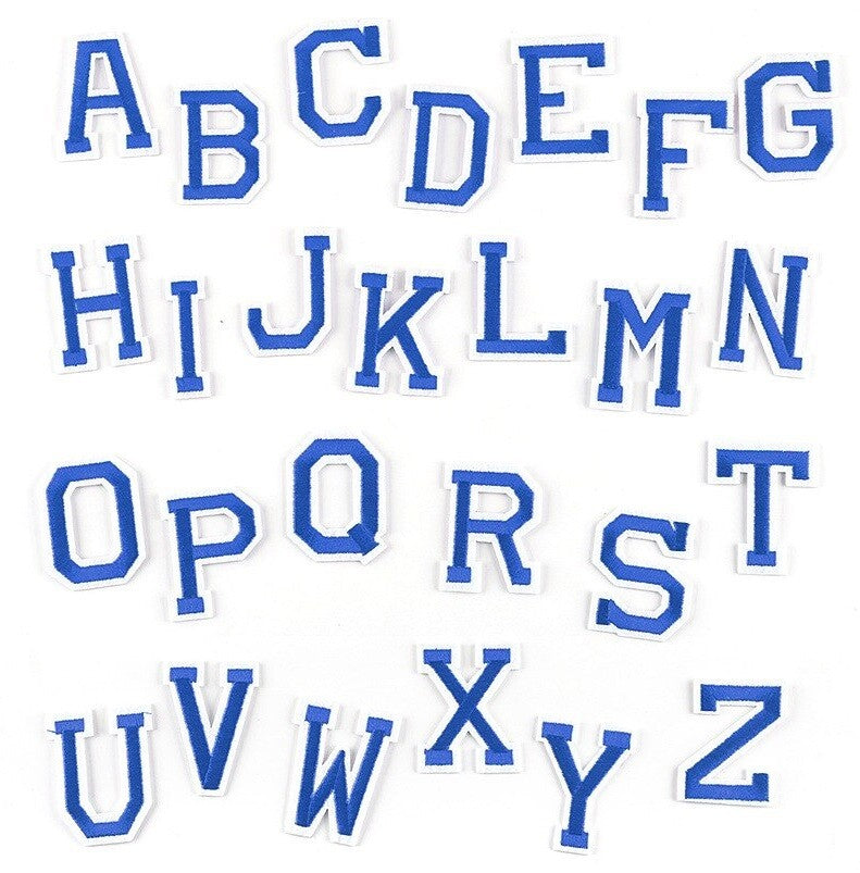 Colourful Letters Alphabet Colour Letter Patch Patches Clothes Iron or Sew on - Blue