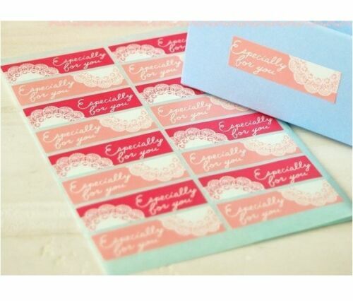 Labels 'Especially For You' Gift Hand Made Craft Seal Stickers Pink Lace Design
