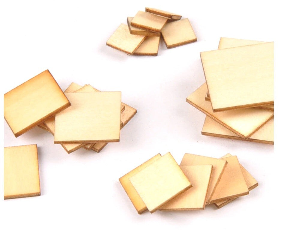 Wooden Square Flat Shape Craft Wood Square Edge Tag Embellishments Decoration