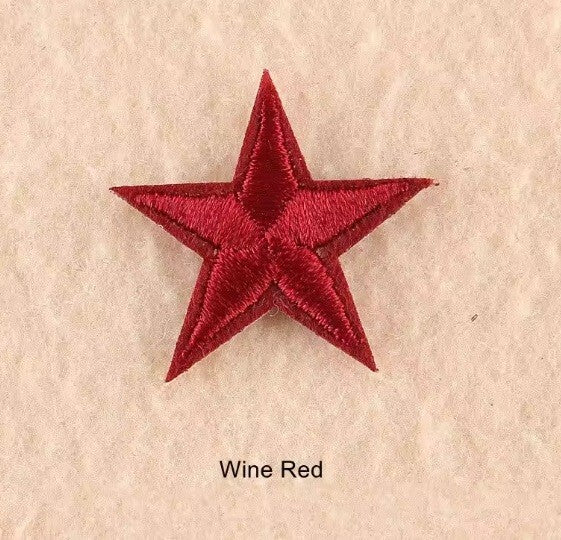 10 x Star Iron On Patch Sew On Star 3cmx3cm Applique Patches - 33 Colours - Wine Red