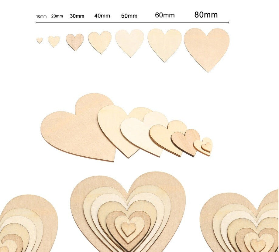 Wooden Hearts Shape Craft Shape Heart Tags Embellishments Decoration Wedding