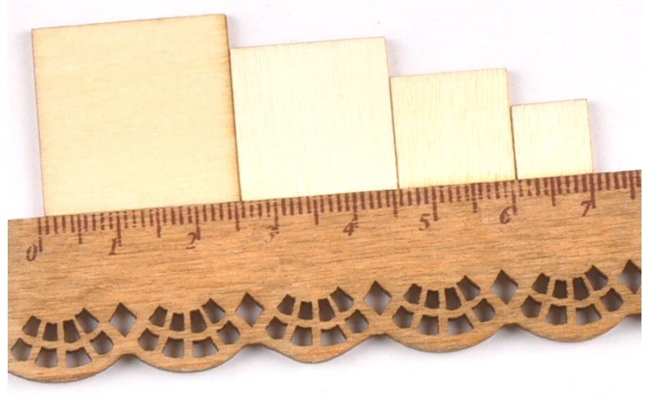 Wooden Square Flat Shape Craft Wood Square Edge Tag Embellishments Decoration