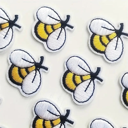 10 x Bee Iron On Patches Bumble Bee Iron On Patches Embroidered Patch - 10 Pack