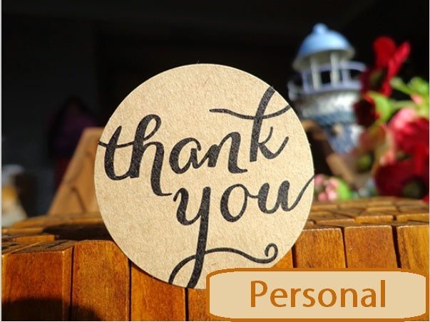 Round Paper Labels 'Thank you' Gift Food Kraft Craft Stickers Seal TY1