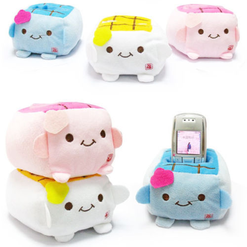 Kawaii Tofu Phone Holder Plush Block Seat Stand