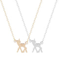 Minimalist Deer Necklace Pendant Cute Dainty Animal Kawaii Gold or Silver