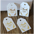 Craft Paper Tags Thank You White & Gold Text Hand Made Wedding Gift Tag 2.5x4cm