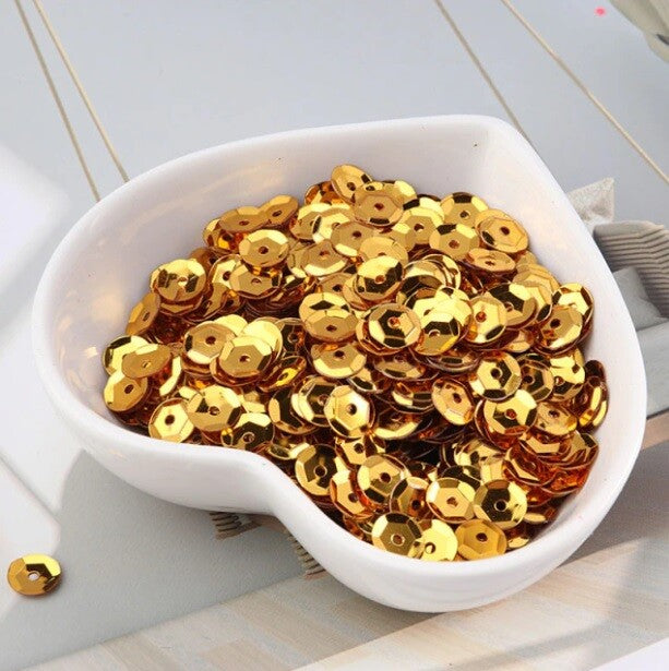 550 / 1200 Round 5mm Loose Sequin Sewing Trim Costume Sequins Craft - 36 COLOURS - Antique Gold