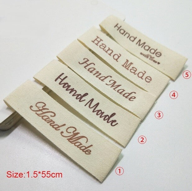 Cream Fabric Labels Hand Made Sew On Garment Clothing Craft DIY Tags 55x15mm #2