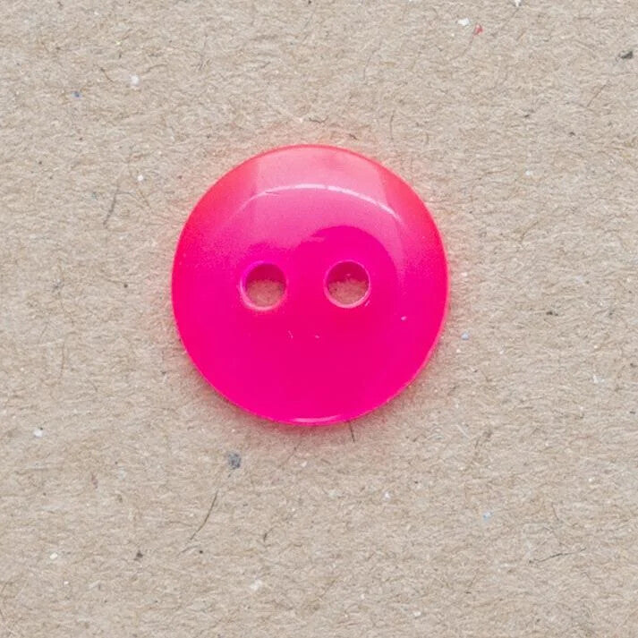 Bright Neon Round Buttons - 3 Colours - 4 Sizes 10mm, 12mm, 15mm, 18mm - 2 Hole - Pink
