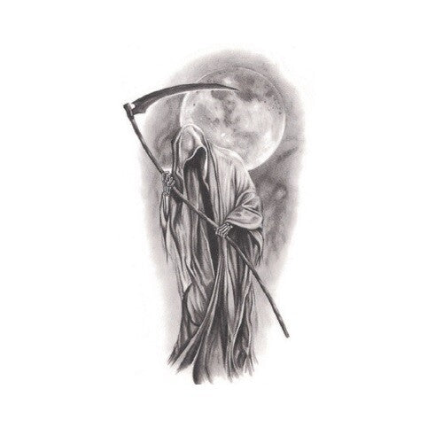 Grim Reaper Death Muerte Gothic Fantasy Temporary Tattoo Waterproof 10x6cm