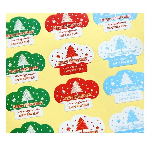 Christmas Gift Seal Stickers 'Merry Christmas' 'Happy New Year' Red, Green, Blue