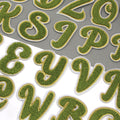 5 Colours Chenille Patch Letter Patches Iron on Sew on Alphabet Embroidery - Army Green