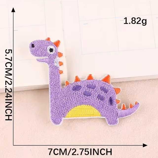 Dinosaur Patch Cartoon Animal Patches Iron on Letter Customise Clothing - 5