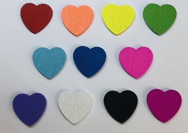 Coloured Wooden Heart Embellishments Craft Wedding Card Making Scatter 18mm