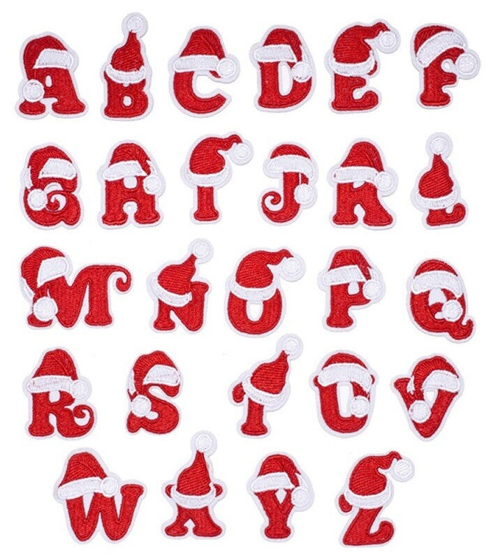 Christmas Letter Patch Iron or Sew on Alphabet Embroidery Xmas Festive