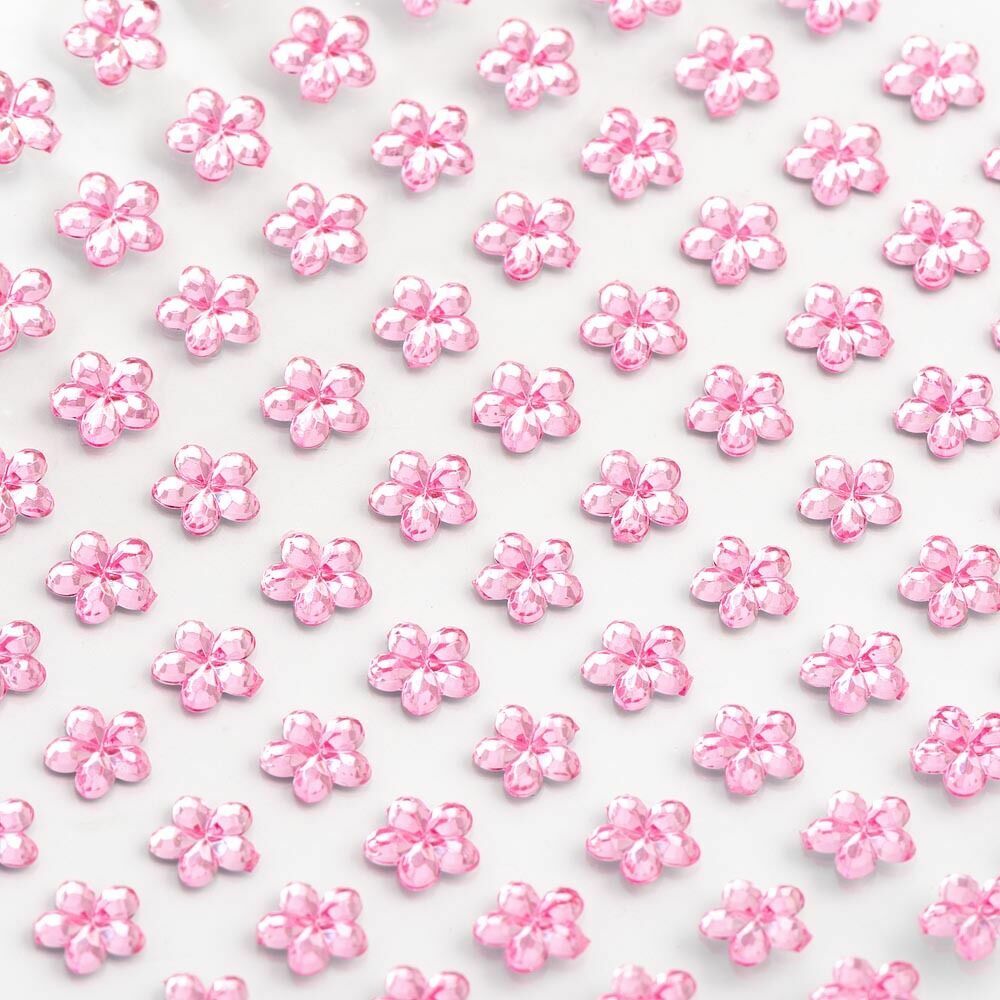 Flower Self Adhesive Craft Diamante Rhinestone Flower Gems Stick on Crystals - Pale Pink