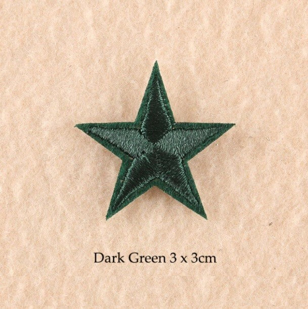 2 Dark Green Star Patches Iron On Sew On Stars Patch Embroidered Applique Badges