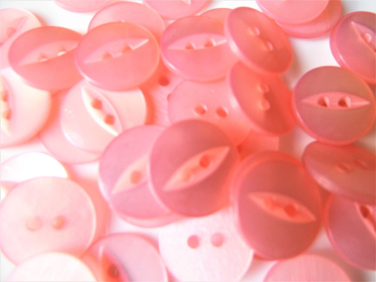 100 x Fish Eye Buttons - 27 Colours 14mm Buttons Baby Buttons - Pale Pink