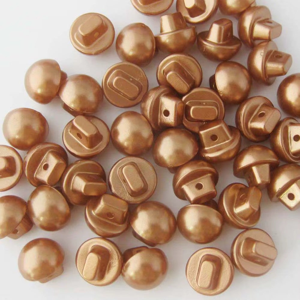 Buttons Half Pearl Shank Mushroom Button Side Shank 10mm - Brown