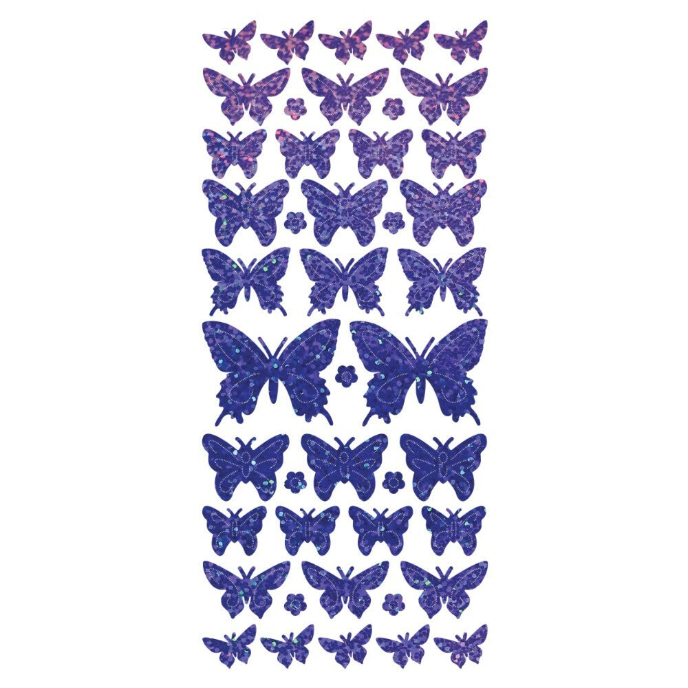Butterfly Diamond Sparkle Peel Off Sticker Butterflies Craft Stickers - Purple