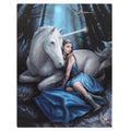 Unicorn 'Blue Moon' Canvas in Wooden Frame By Anne Stokes 25.4cm x 19.3cm