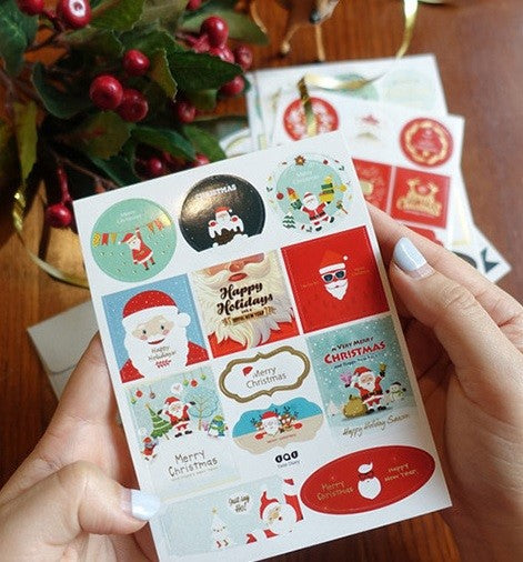 Christmas Gift Seal Stickers Merry Christmas Happy New Year Mix of Designs